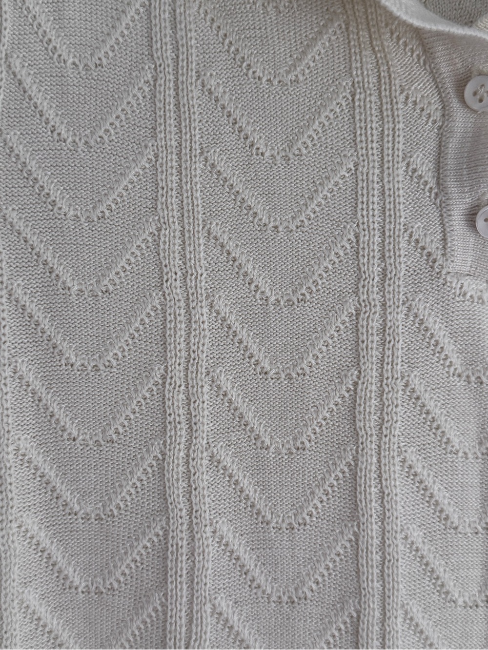 Tahari Cream Short-Sleeve Cable Knit Polo Sweater - Picture 5 of 13